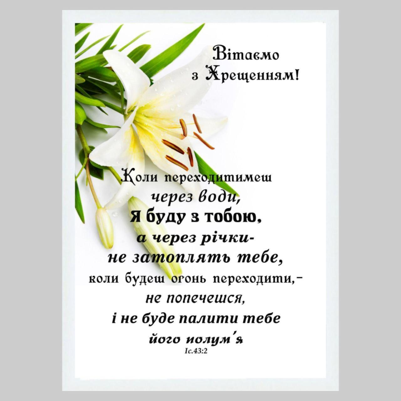 Картина З НАГОДИ ВОДНОГО ХРЕЩЕННЯ (біла рамка) Картина З НАГОДИ ВОДНОГО ХРЕЩЕННЯ (біла рамка)